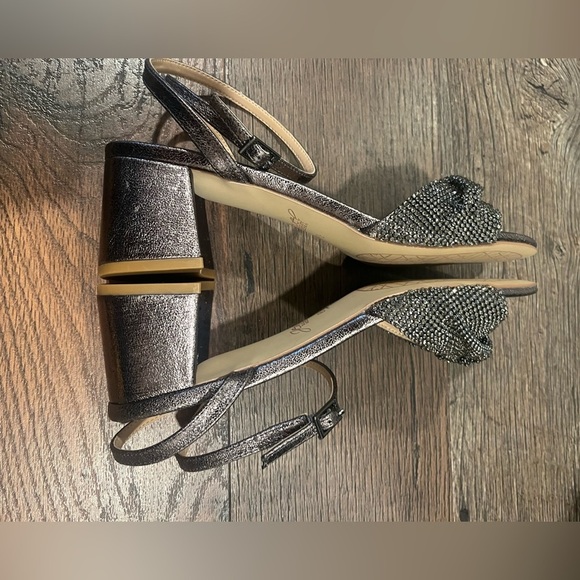Jewel Badgley Mischka Ansley Metallic Mesh Block Heel; Size 8.5 - Picture 7 of 9